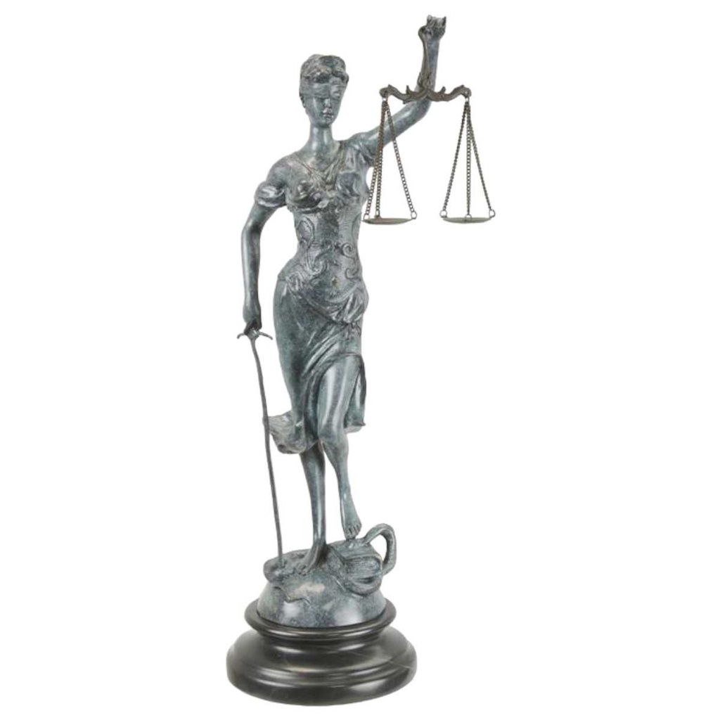 [LA-82181] Bronzeskulptur Bronzefigur Justitia grün