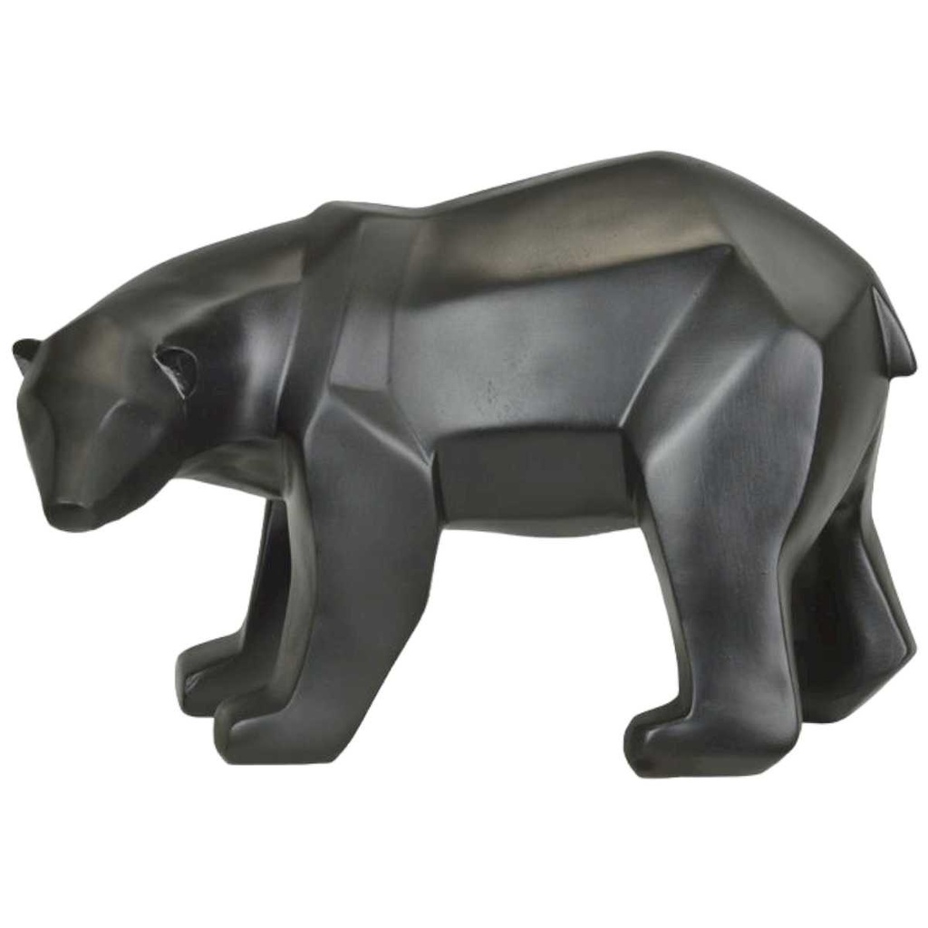 [LA-82262] Skulptur Figur Polygonal Kunstharz Eisbär Schwarz