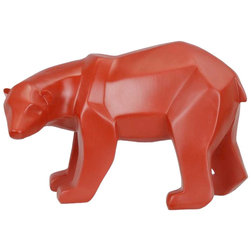 [LA-82264] Skulptur Figur Polygonal Kunstharz Eisbär Rot