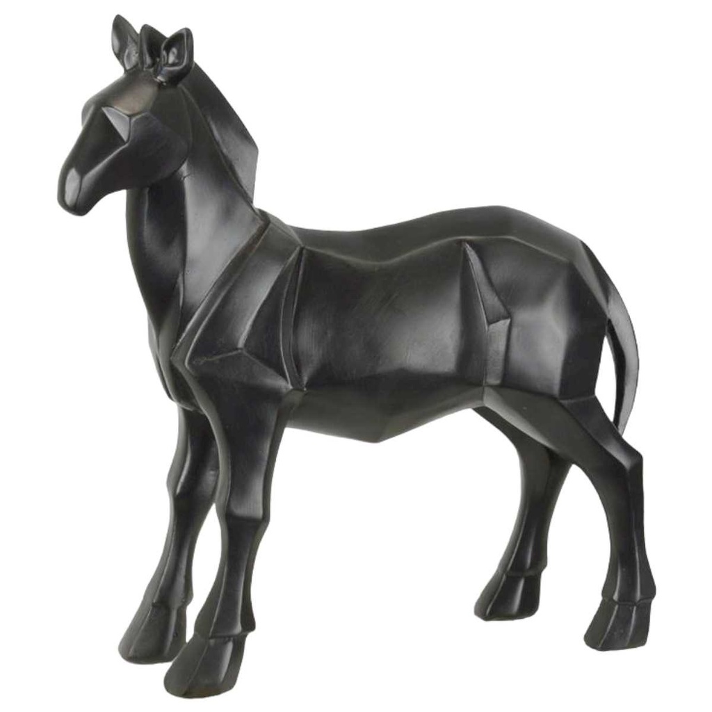 [LA-82268] Skulptur Figur Polygonal Kunstharz Pferd Schwarz