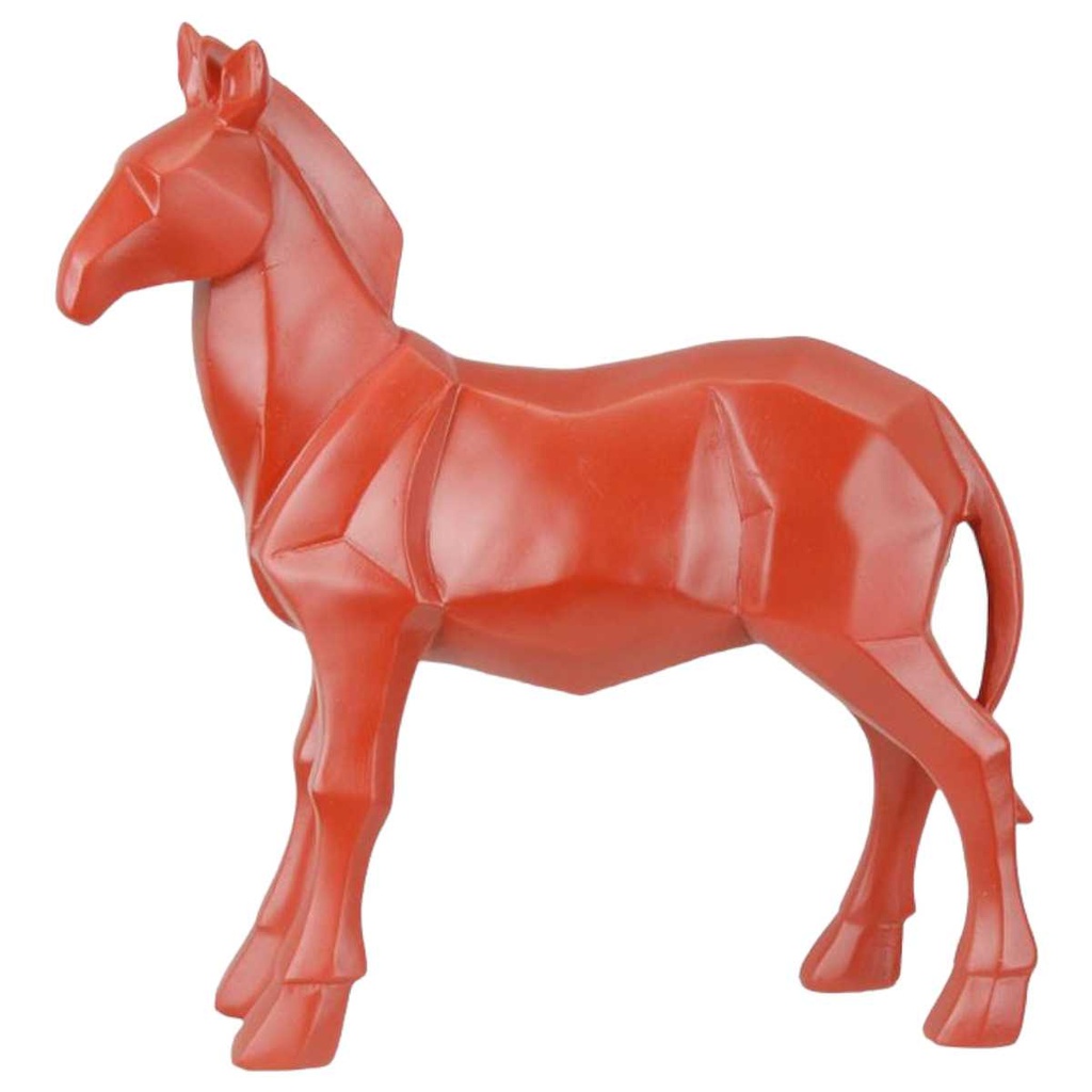 [LA-82270] Skulptur Figur Polygonal Kunstharz Pferd Rot