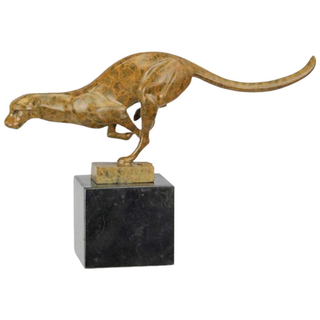 [LA-82459] Bronzeskulptur Bronzefigur Laufender Puma #82459