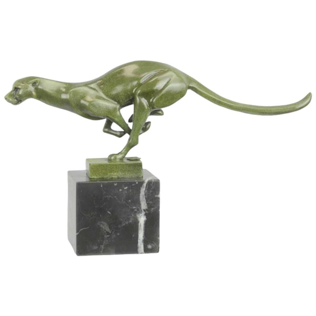 [LA-82460] Bronzeskulptur Bronzefigur Laufender Puma #82460