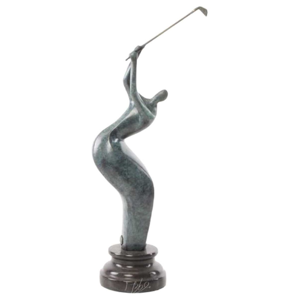 [LA-82461] Bronzeskulptur Bronzefigur Golfer Abstrakt-Stil