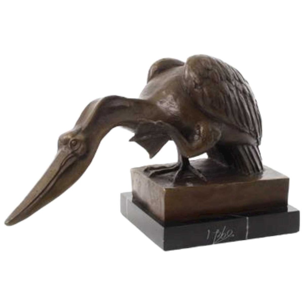 [LA-82463] Bronzeskulptur Bronzefigur Pelikan