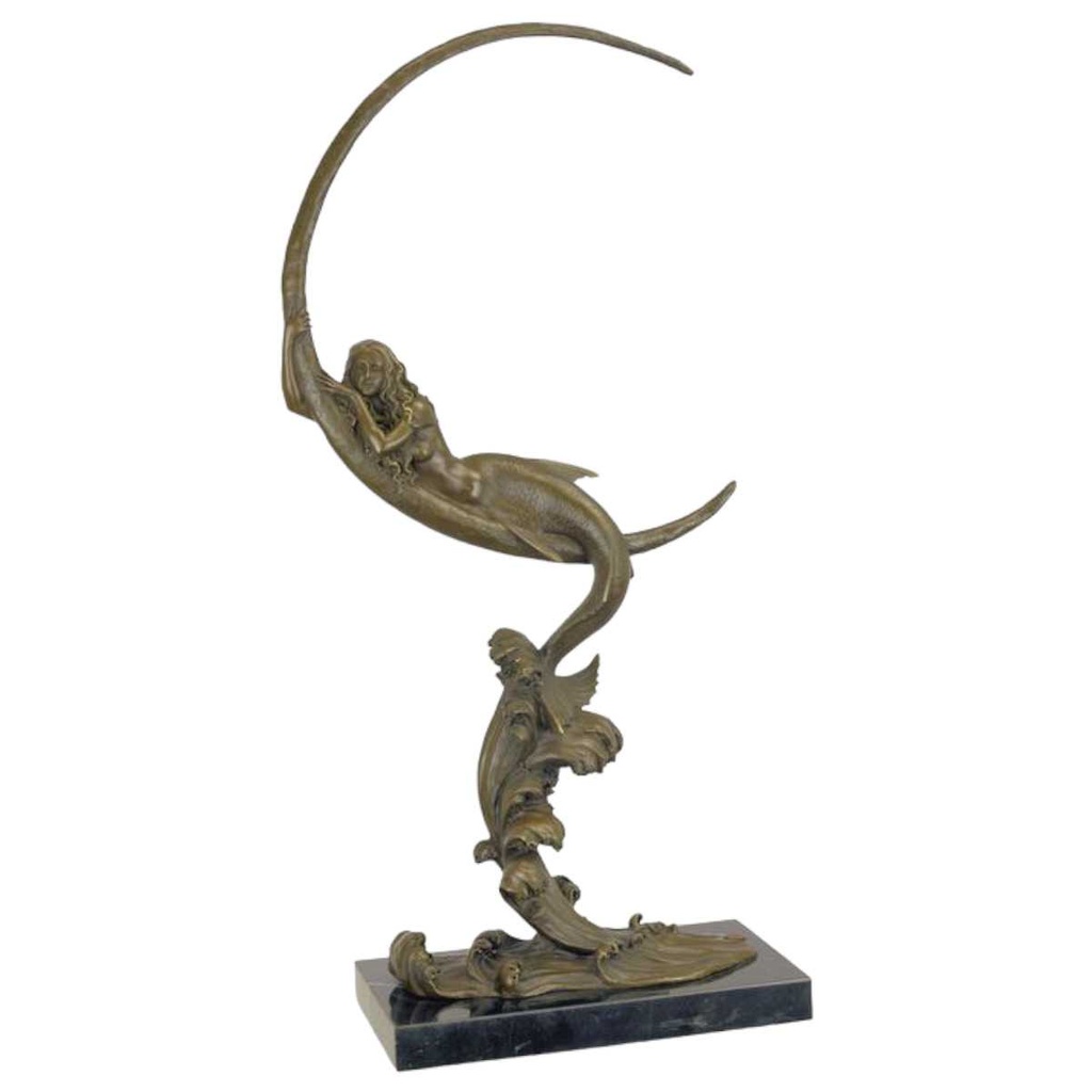 [LA-82468] Bronzeskulptur Bronzefigur Die Halbmond-Nixe