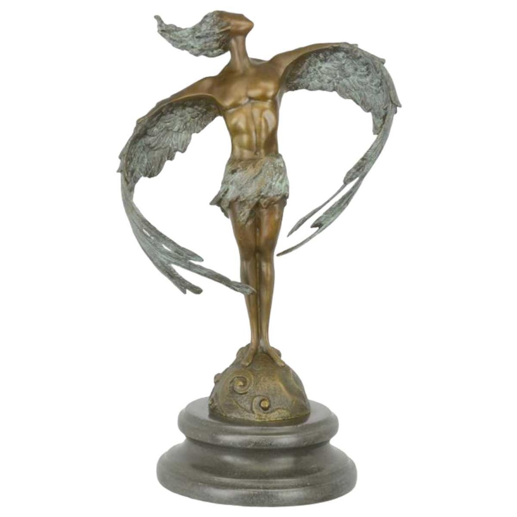 [LA-82469] Bronzeskulptur Bronzefigur Mann mit Flüggeln Abstrakt-Stil