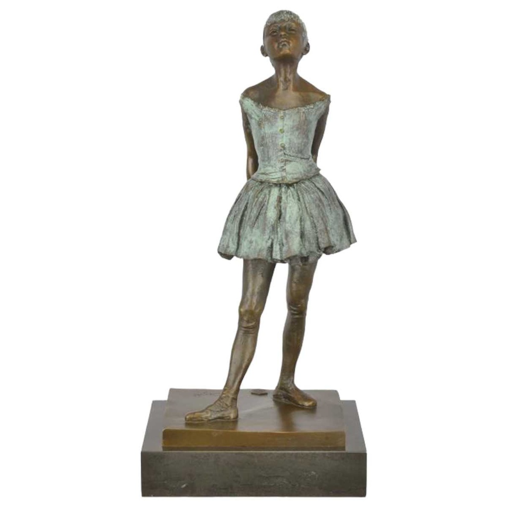 [LA-82475] Bronzeskulptur Bronzefigur Kleine Tänzerin mit vierzehn Jahren - Grün