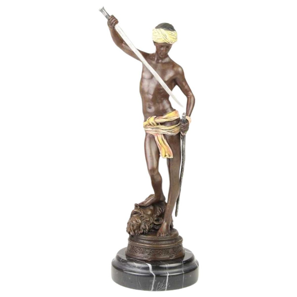 [LA-82485] Bronzeskulptur Bronzefigur Davids Sieg über Goliath