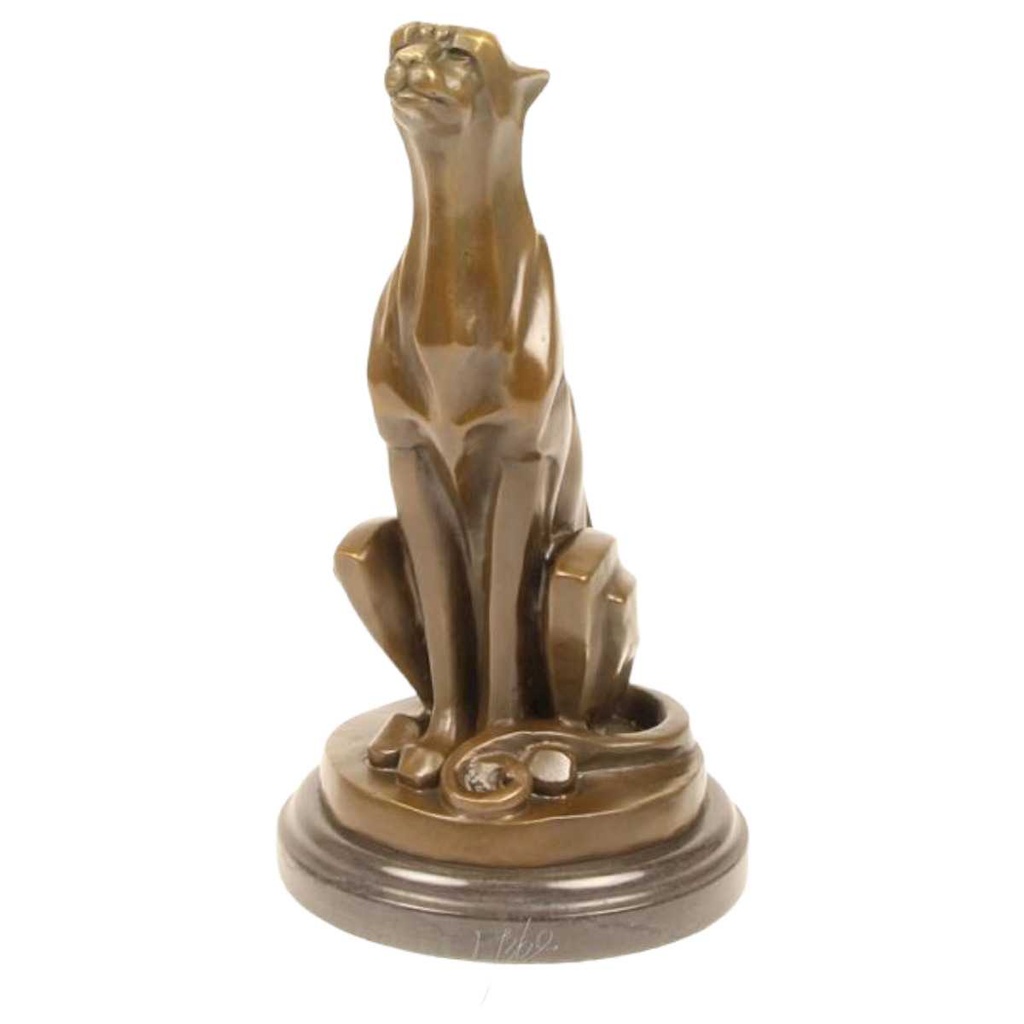 [LA-82496] Bronzeskulptur Bronzefigur Sitzender Gepard
