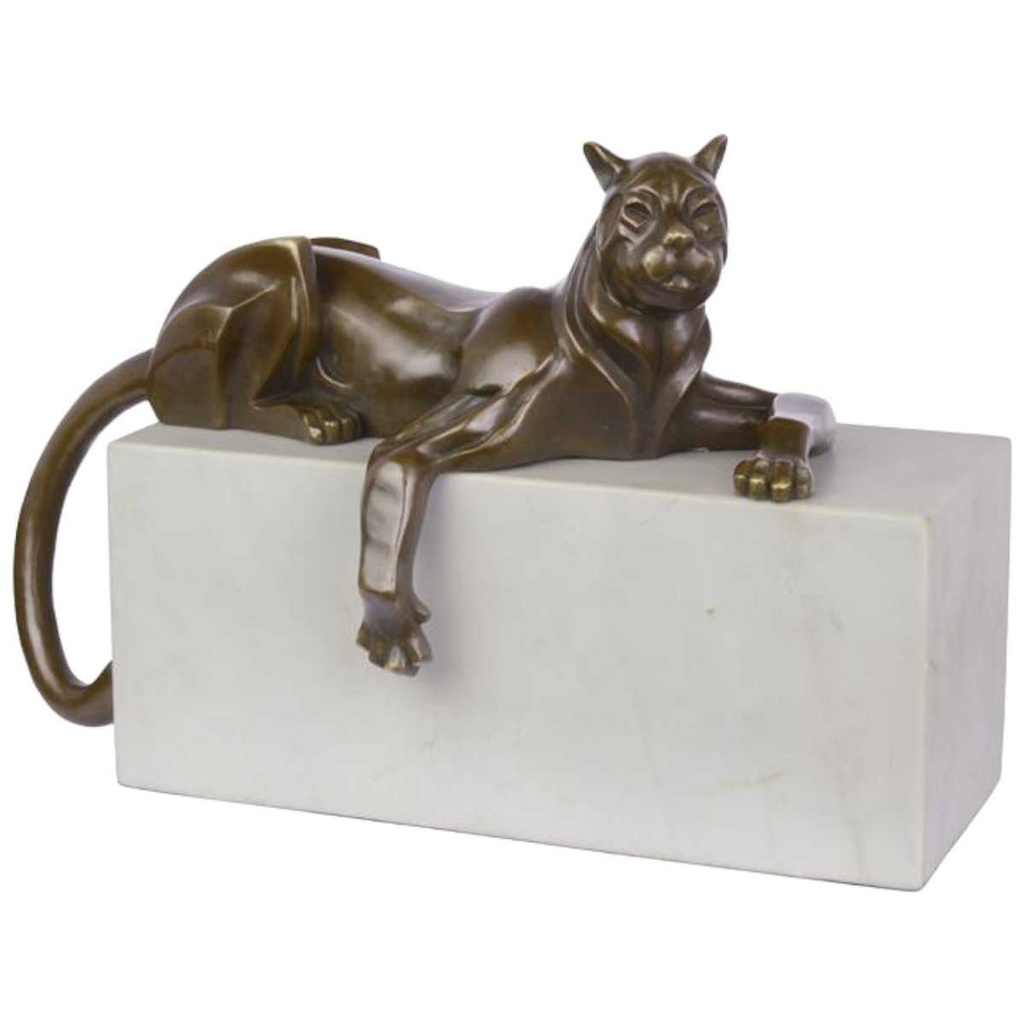 [LA-82503] Bronzeskulptur Bronzefigur Panther Art-Deco-Stil