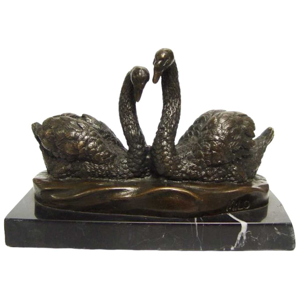 [LA-82544] Bronzeskulptur Bronzefigur Schwanenpaar #82544