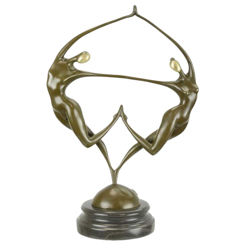 [LA-82578] Bronzeskulptur Bronzefigur Zwei nackte Tänzerinnen Abstrakt-Stil