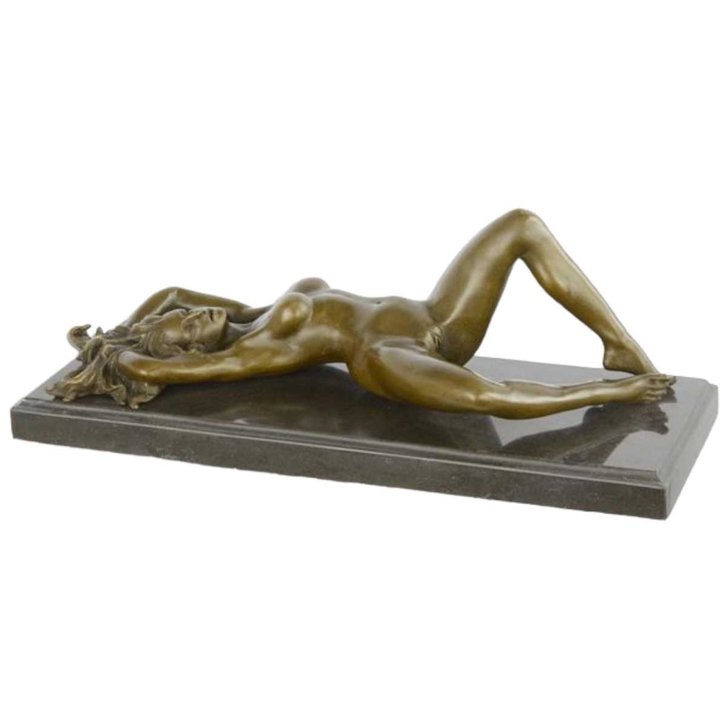 [LA-82674] Bronzeskulptur Bronzefigur Liegender Weiblicher Akt Erotik #82674