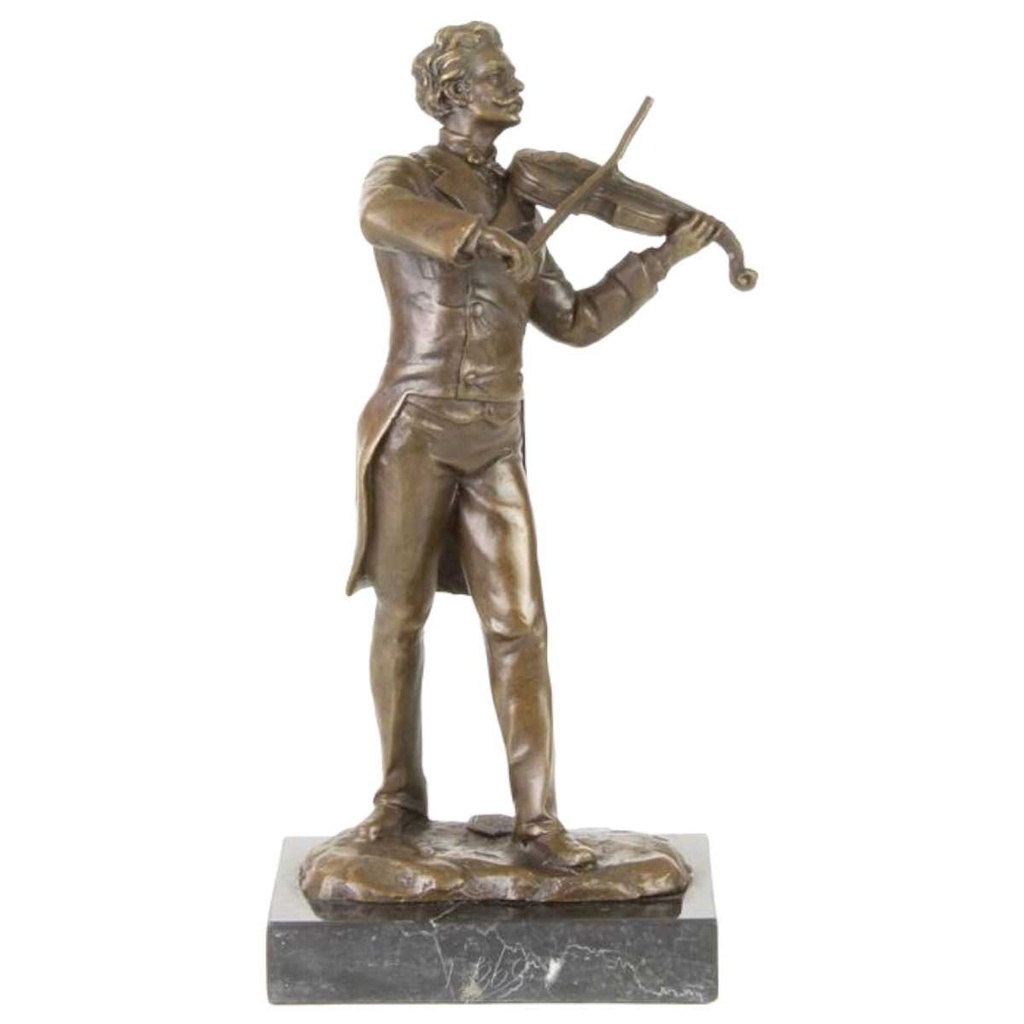 [LA-82684] Bronzeskulptur Bronzefigur Geigenspieler Geiger