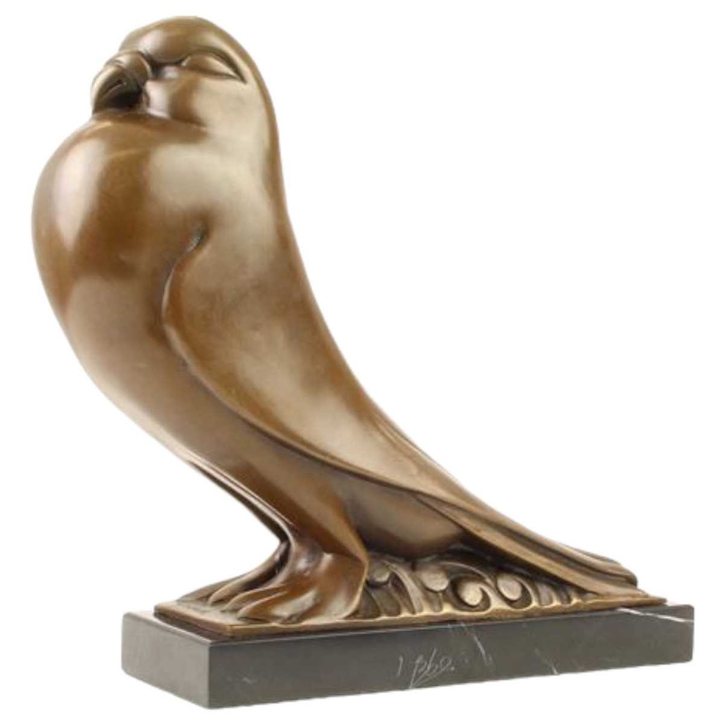 [LA-82857] Bronzeskulptur Bronzefigur Taube Art-Deco-Stil