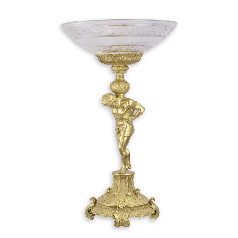 [LA-82859] Schale Bronze mit Glas auf Standfuß