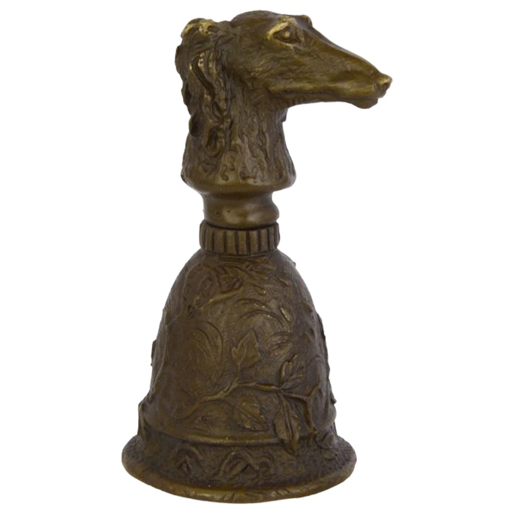 [LA-82886] Tischglocke Bronze Borzoi-Kopf Griff
