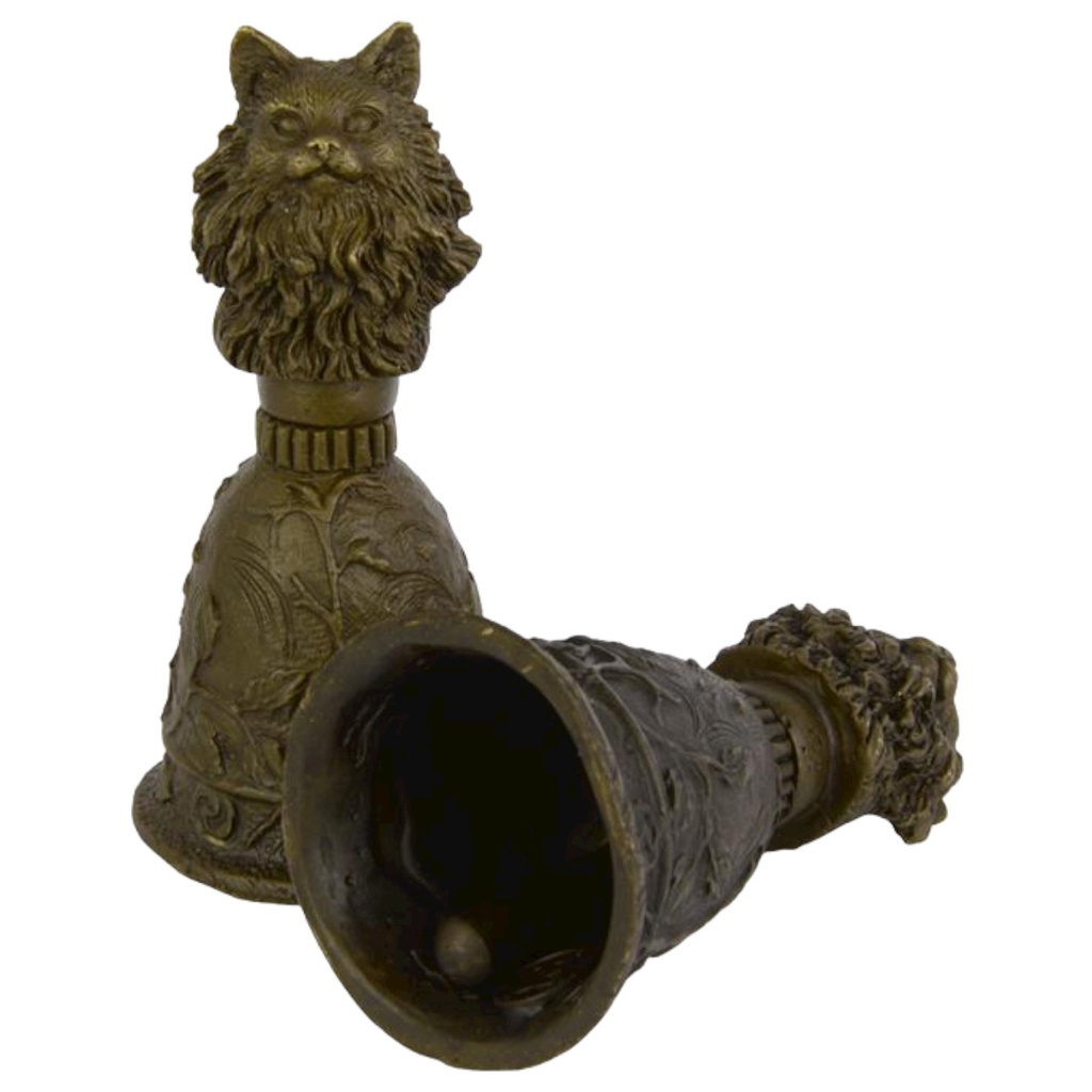 [LA-82887] Tischglocke Bronze Katzenkopf Griff