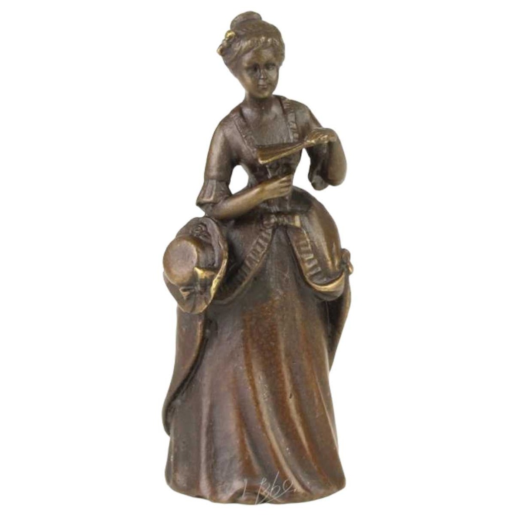 [LA-82888] Tischglocke Bronzeskulptur Bronzefigur Dame