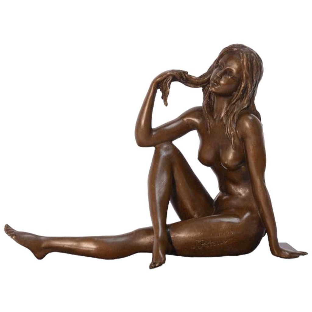 [LA-82919] Bronzeskulptur Bronzefigur Sitzende Nackte