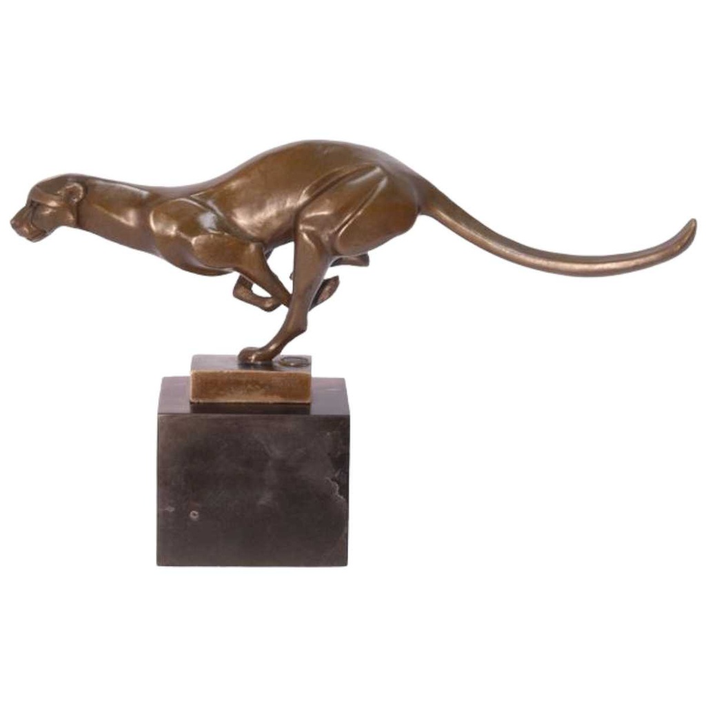 [LA-82924] Bronzeskulptur Bronzefigur Laufender Cougar