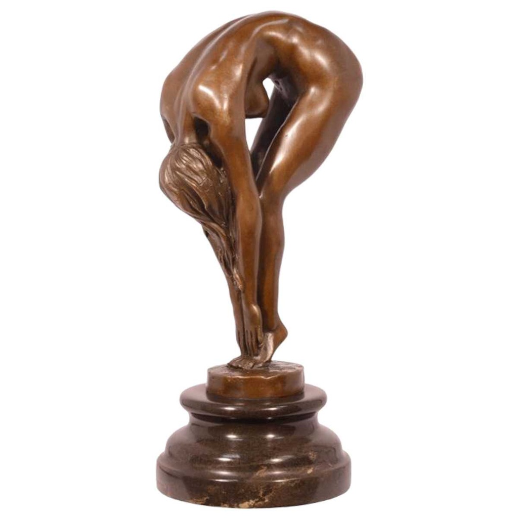 [LA-82937] Bronzeskulptur Bronzefigur Beugende Frau
