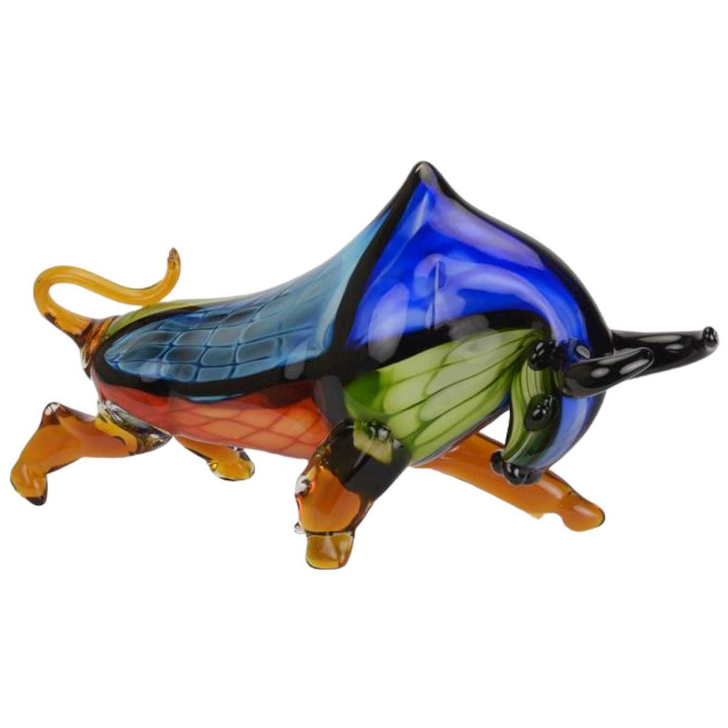 [LA-83151] Figur Glas Murano-Stil angreifender Stier Angriff