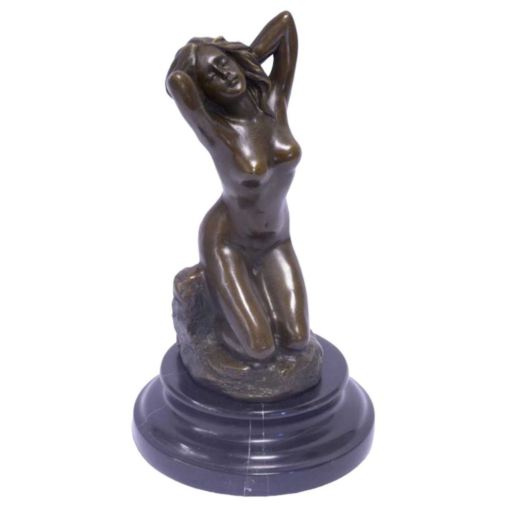 [LA-83512] Bronzeskulptur Bronzefigur Kniender Nackter