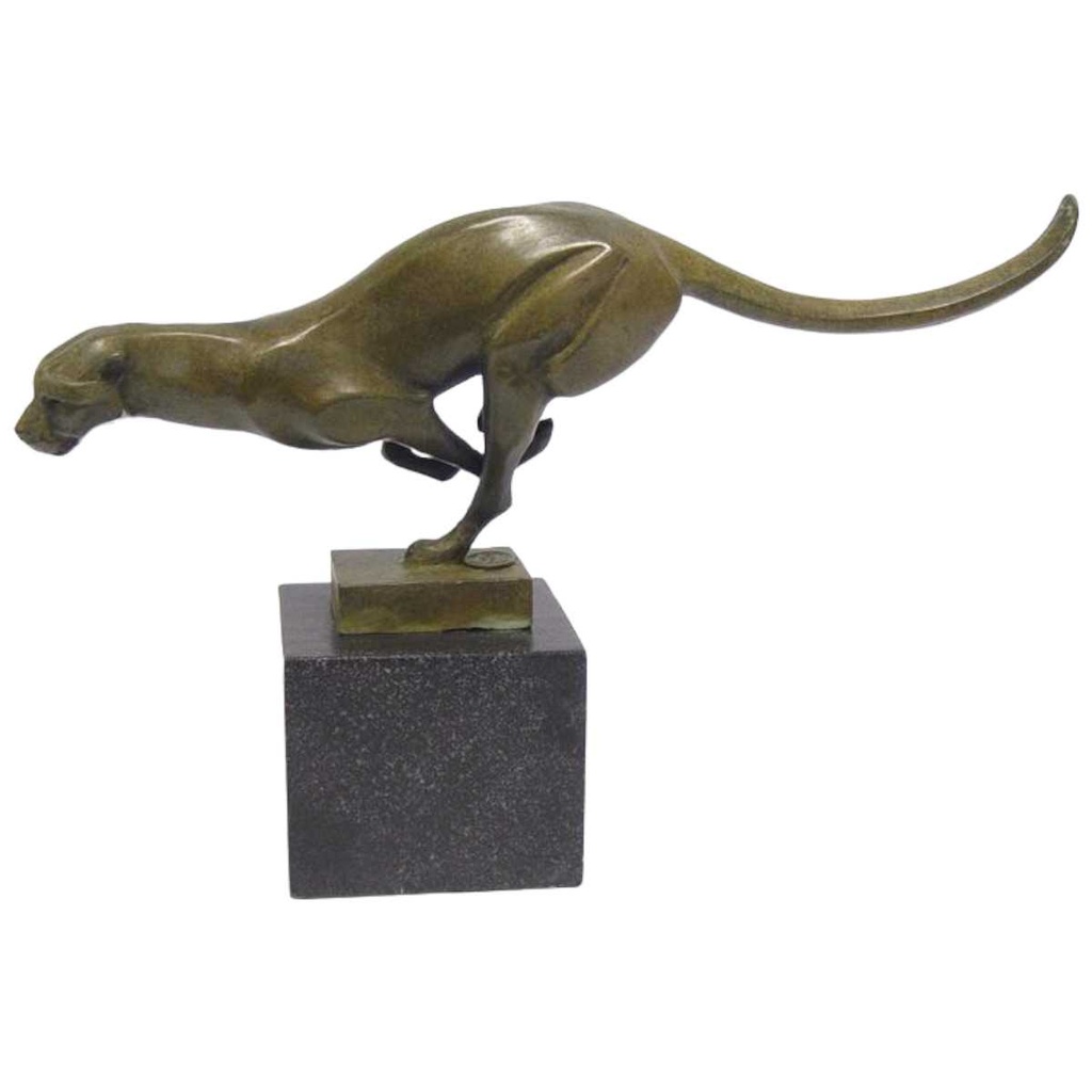 [LA-83532] Bronzeskulptur Bronzefigur Laufender Puma #83532