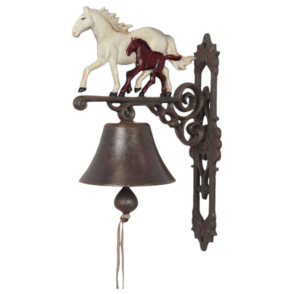 [LA-83794] Wandglocke Türklopfer Türglocke Gusseisen Pferd mit Fohlen