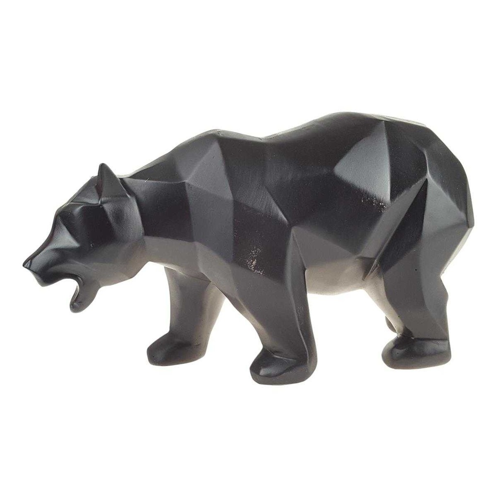 [LA-84174] Skulptur Figur Polygonal Kunstharz Bär Schwarz