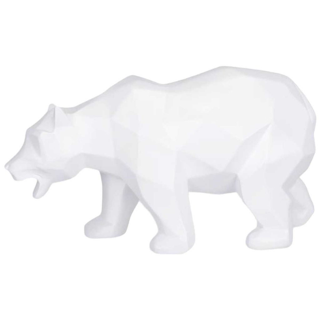 [LA-84175] Skulptur Figur Polygonal Kunstharz Bär Weiß