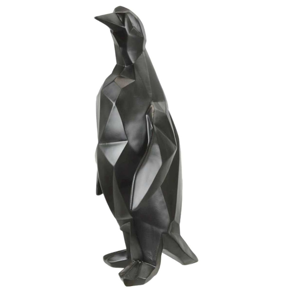[LA-84177] Skulptur Figur Polygonal Kunstharz Pinguin Schwarz