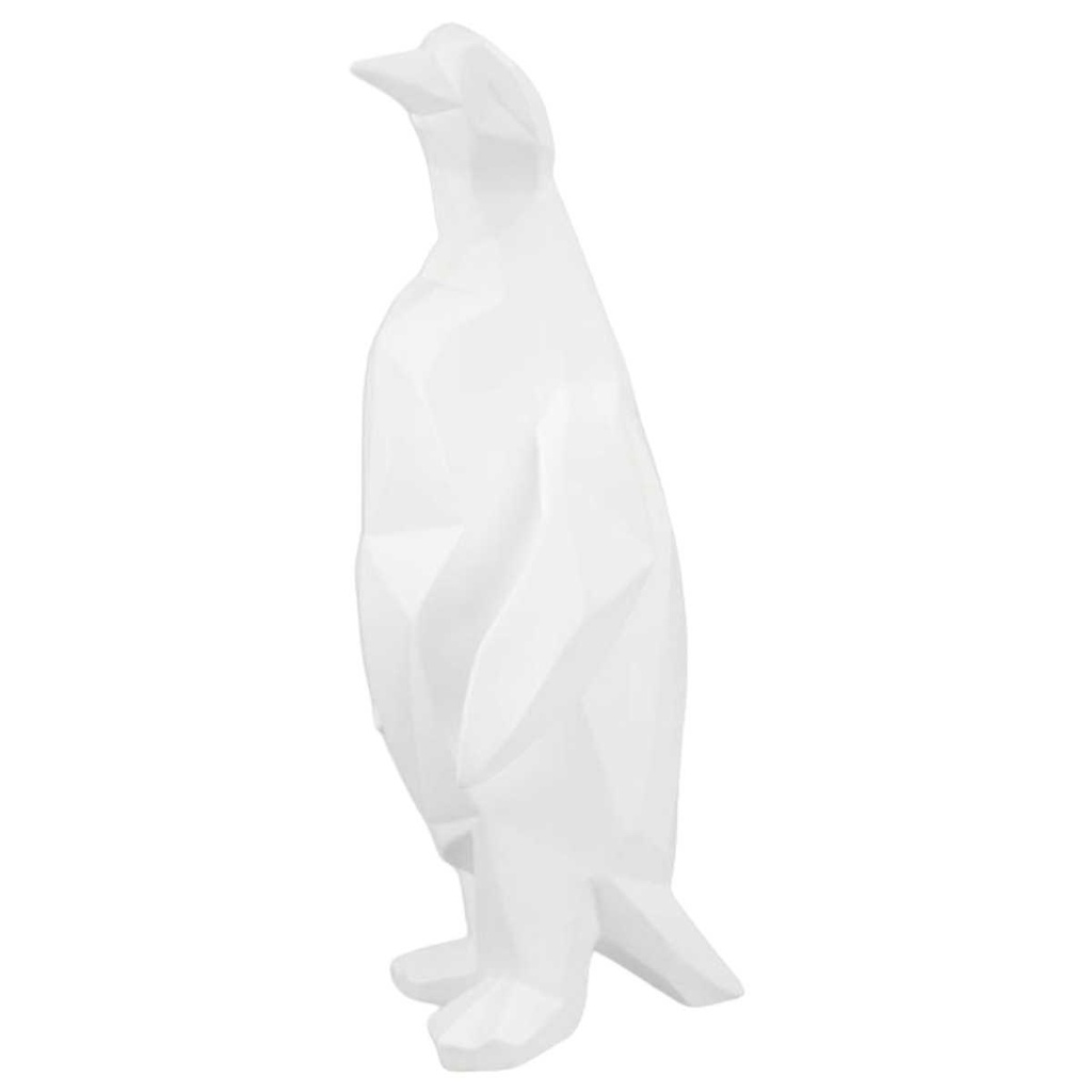 [LA-84178] Skulptur Figur Polygonal Kunstharz Pinguin Weiß