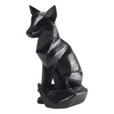Skulptur Figur Polygonal Kunstharz Fuchs Schwarz