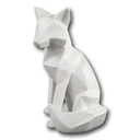 Skulptur Figur Polygonal Kunstharz Fuchs Weiß