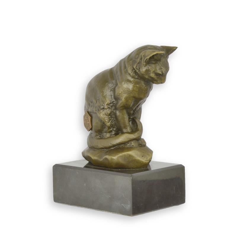 [LA-84490] Bronzeskulptur Bronzefigur Sitzende Katze