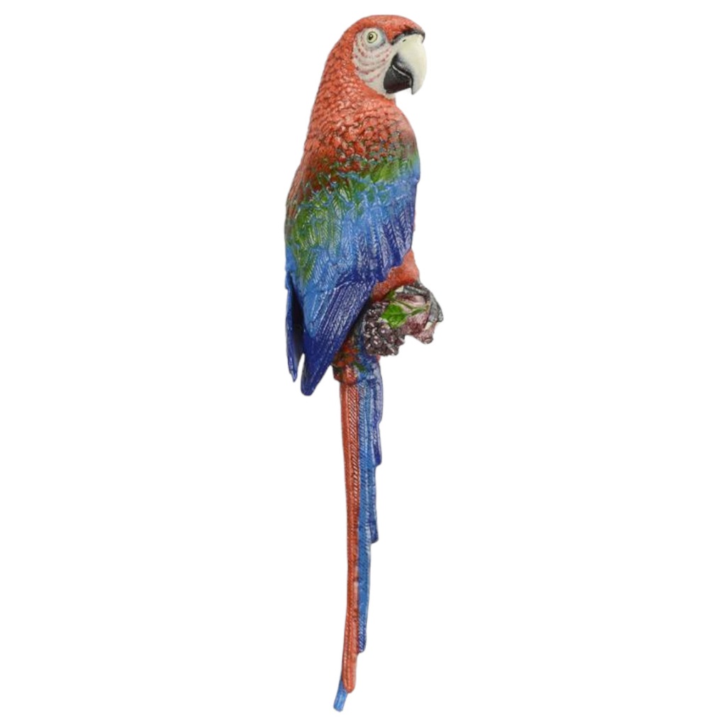 [LA-84538] Figur Skulptur Wanddeko Gusseisen Ara Rot-Blau