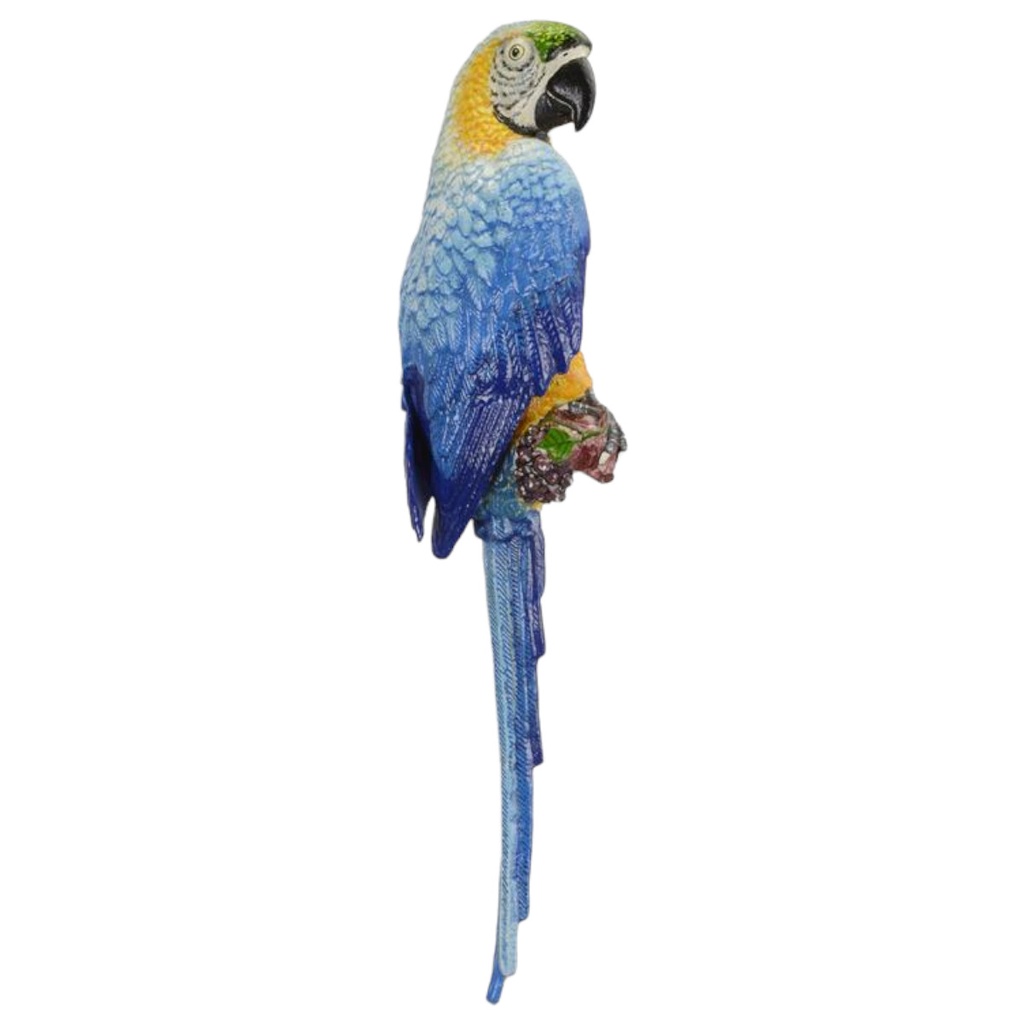 [LA-84539] Figur Skulptur Wanddeko Gusseisen Ara Blau-Gelb