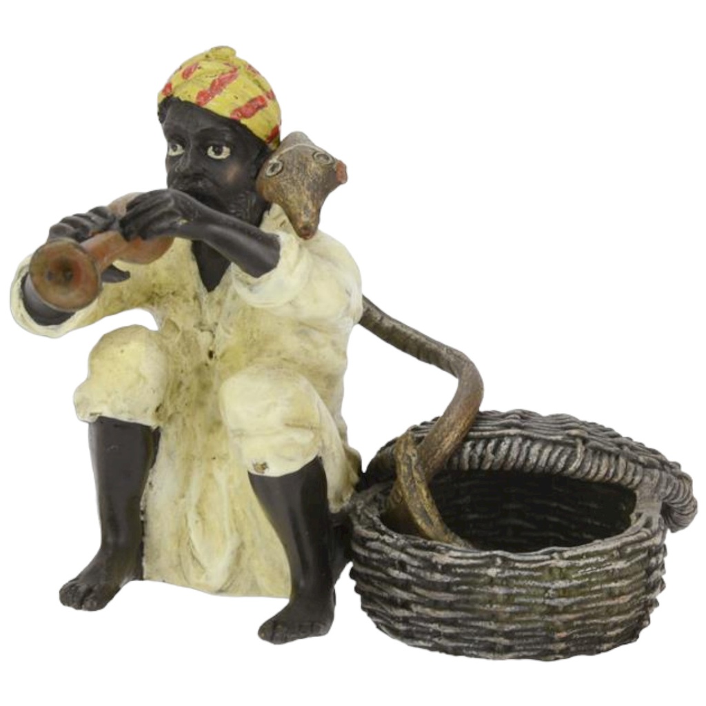 [LA-84604] Bronzeskulptur Bronzefigur Schlangenbeschwörer