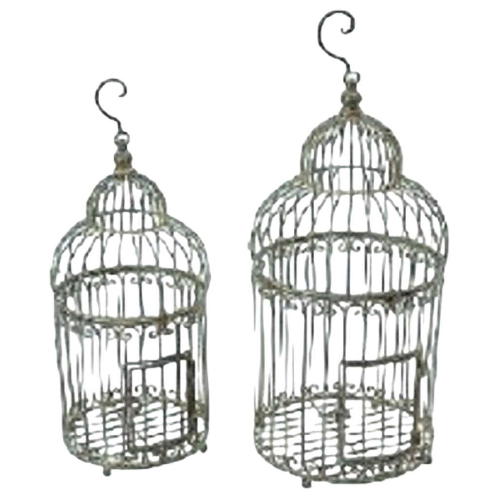 [LA-84643] Vogelkäfig Eisen Weiß 2er Set