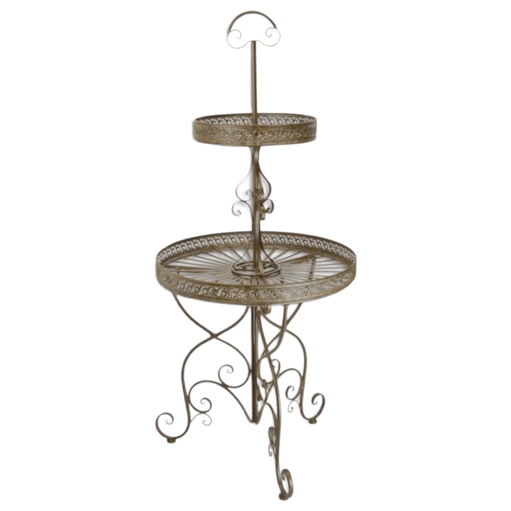 [LA-84697] Etagere Eisen rund 2-stöckig braun