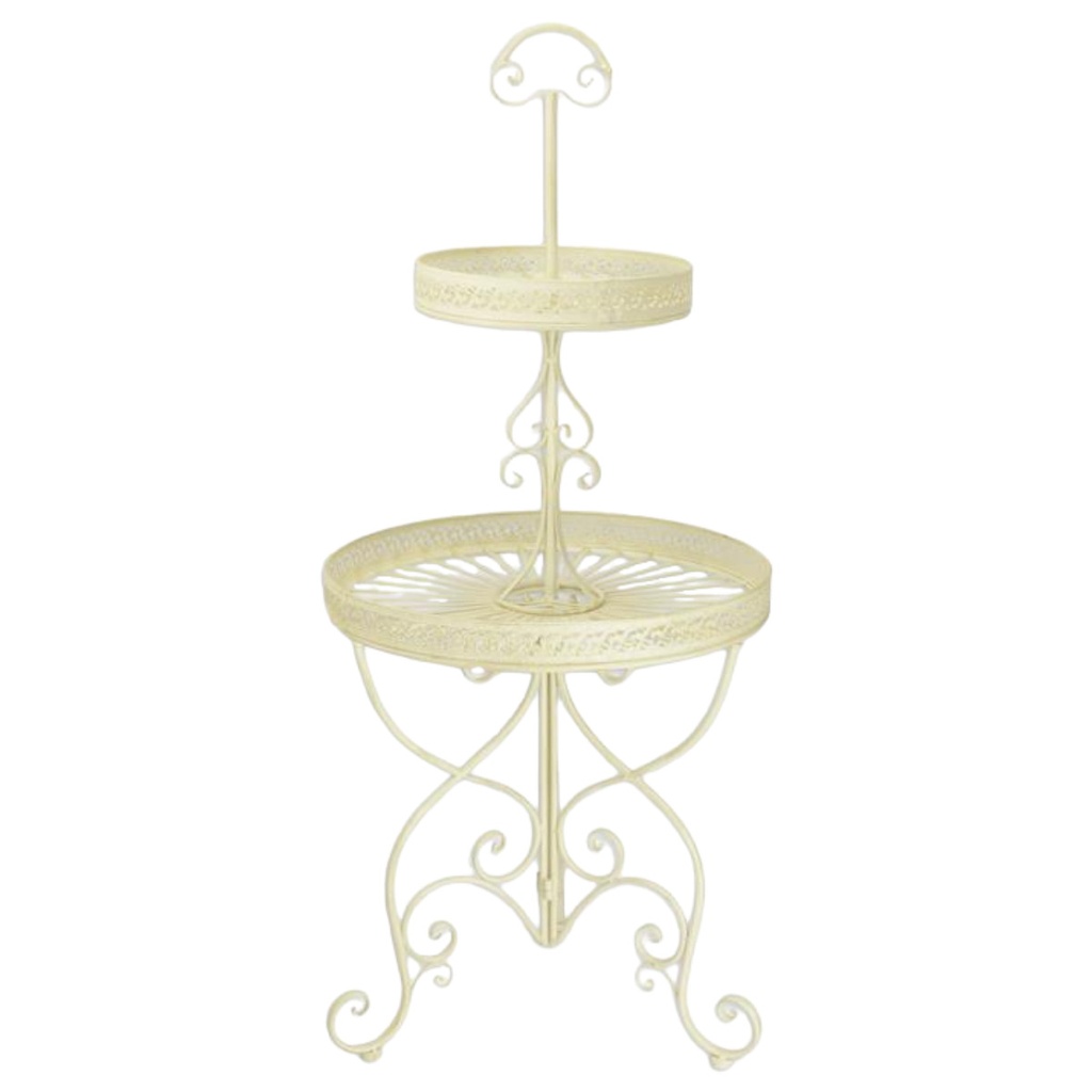 [LA-84698] Etagere Eisen rund 2-stöckig weiß