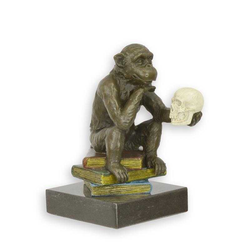 [LA-85310] Bronzeskulptur Bronzefigur Der philosophierende Darwin-Affe