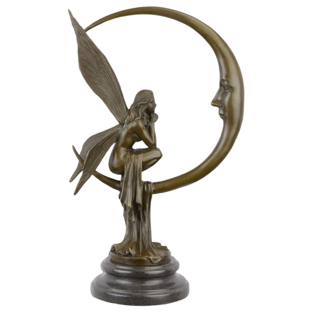 [LA-85370] Bronzeskulptur Bronzefigur Mondfee