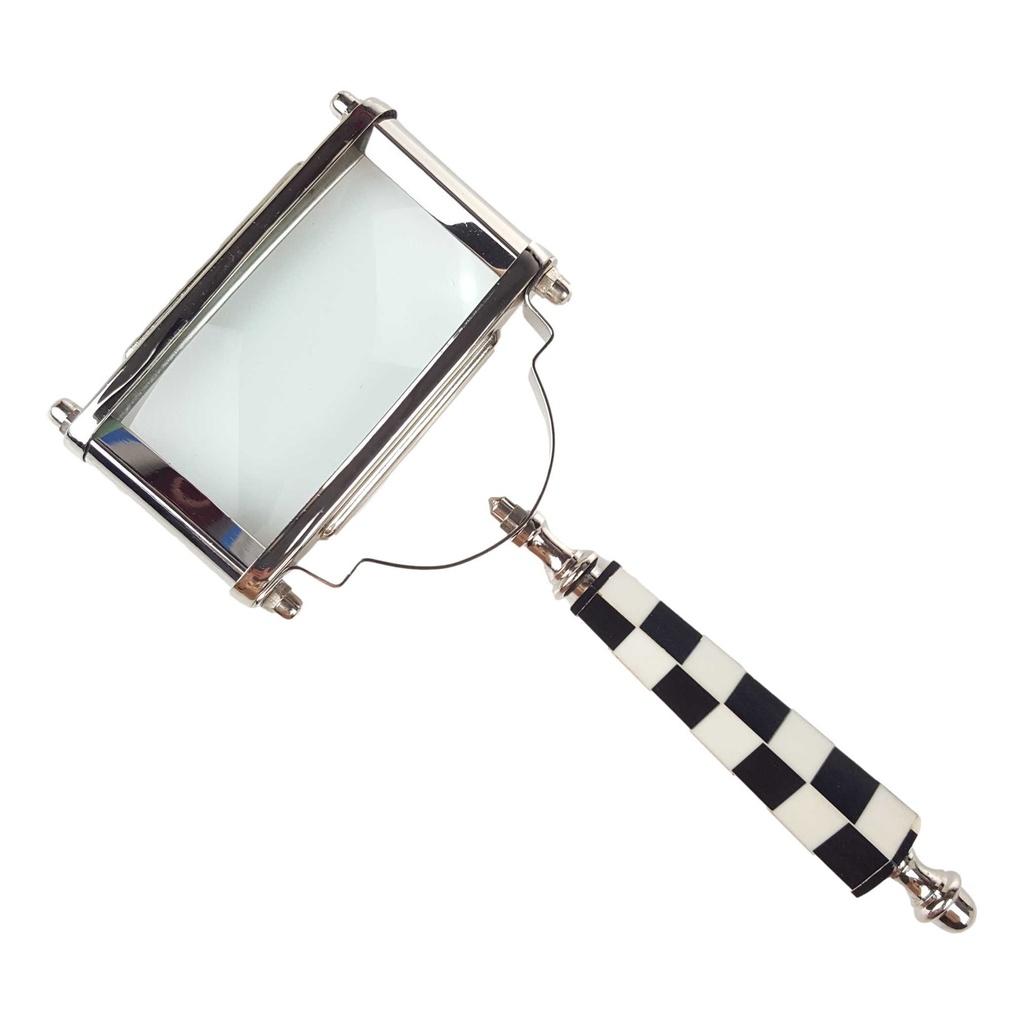 [LA-85580] Leselupe Handlupe Vergrößerungsglas vernickelt schwarz/weiß #85580