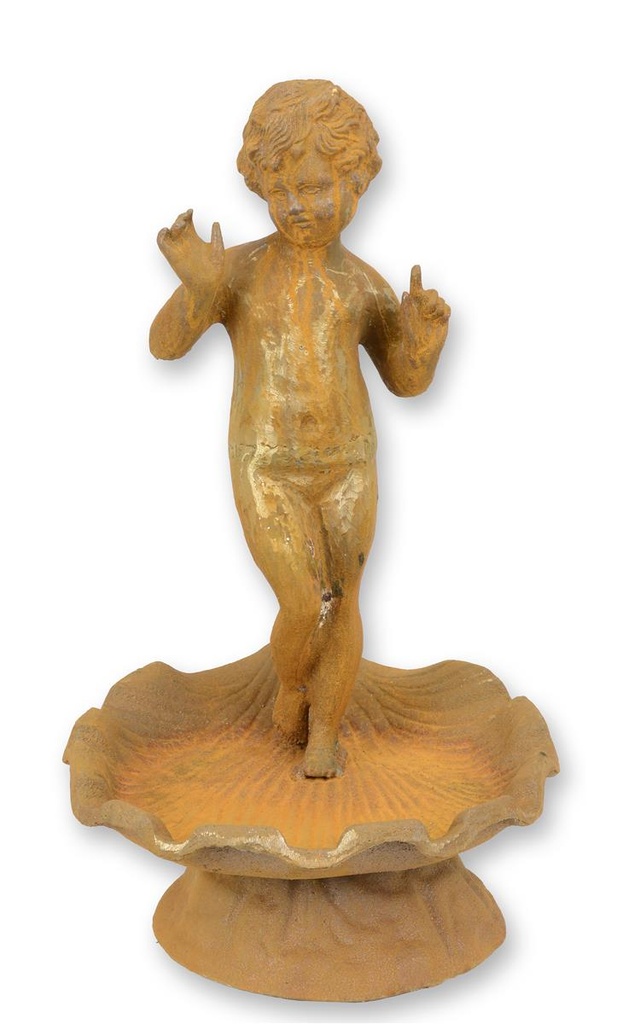 [LA-87825] Vogeltränke Gusseisen Rostoptik Putto