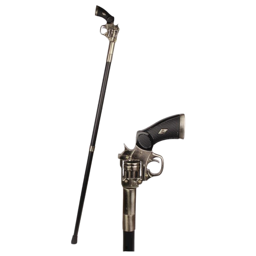 [LA-97214] Gehstock Aluminium Griff Revolver Pistole Waffe