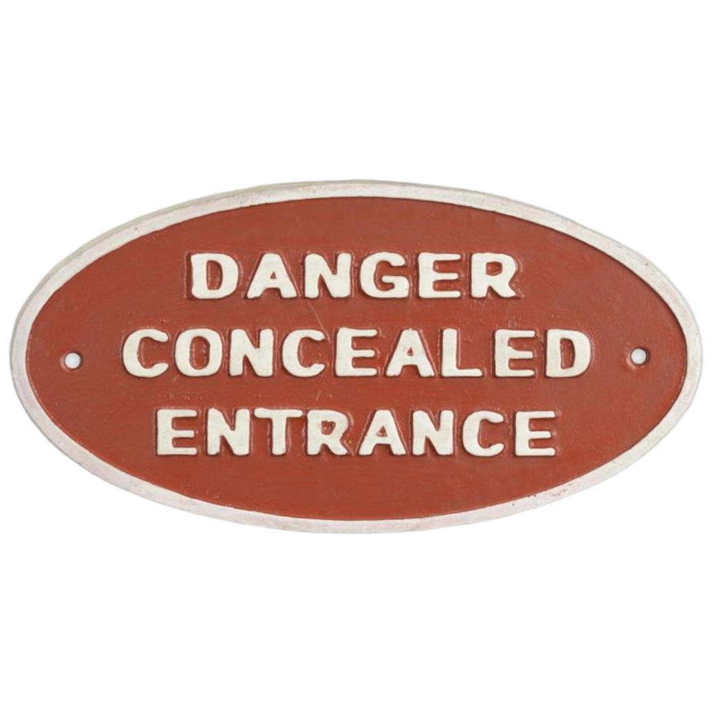 [LA-97220] Wandschild Wandplakette Gusseisen Danger Concealed Entrance